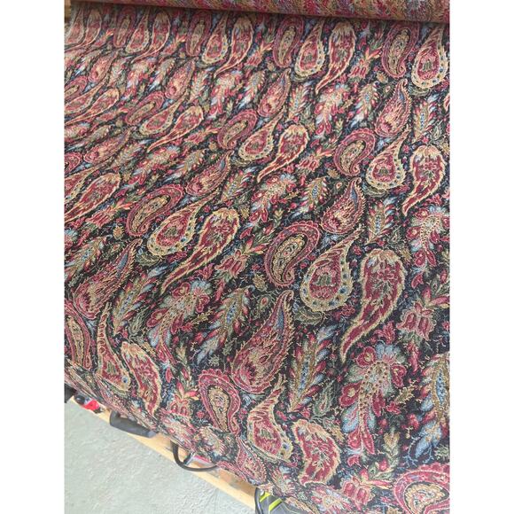 Vintage Tapestry Fabric 4 Yards Paisley Upholstery Bohemian Jacquard Brocade - Picture 6 of 10